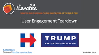 User	
  Engagement	
  Teardown
September,	
   2015
#UEteardown
Download:	
  iterable.com/teardown
 