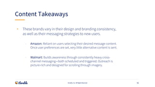 42
Content Takeaways
Iterable, Inc. All Rights Reserved
• These brands vary in their design and branding consistency,
as w...