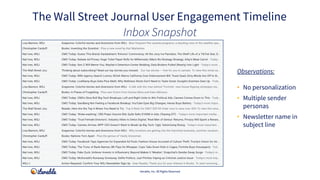 Iterable, Inc. All Rights Reserved
The Wall Street Journal User Engagement Timeline
Inbox Snapshot
Observations:
• No pers...