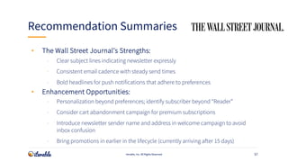 57
Recommendation Summaries
Iterable, Inc. All Rights Reserved
• The Wall Street Journal’s Strengths:
• Clear subject line...