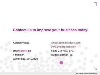 Agenda



Background and Approach



Scenario Walkthrough



Scenario Evaluation

38
© 2013 SMART 360° Biz

 