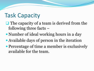 Task Capacity Formula Iteration planning and user story definition | PPTX