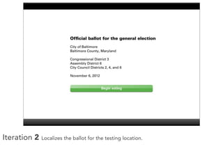Iteration 2 Localizes the ballot for the testing location.
 