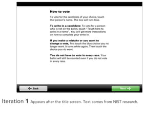 Iteration 1 Appears after the title screen. Text comes from NIST research.
 