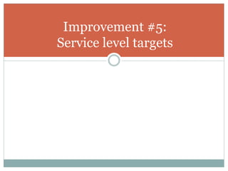 Improvement #5:
Service level targets
 