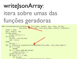 writeJsonArray:
itera sobre umas das
funções geradoras




                       @ramalhoorg
 