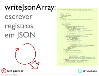 writeJsonArray:
      escrever
      registros
      em JSON



                             @ramalhoorg
Wednesday, December 12, 12
 