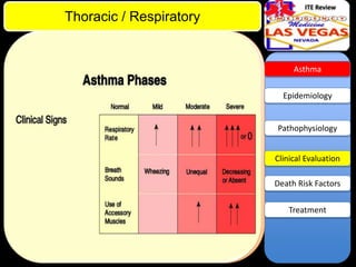 ITE Review

Thoracic / Respiratory

Asthma

Epidemiology

Pathophysiology

Clinical Evaluation
Death Risk Factors
Treatment

 
