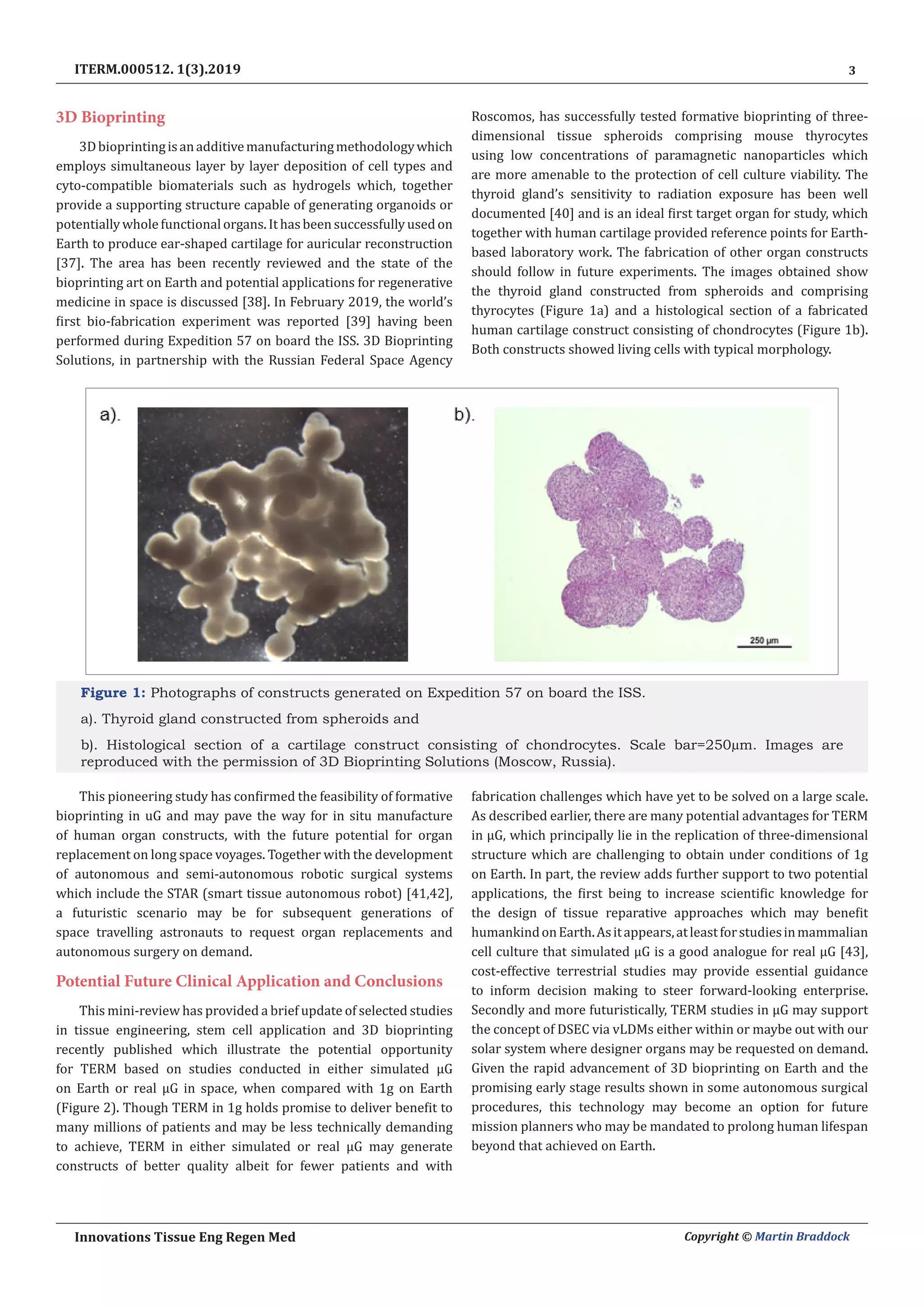 Tissue Engineering and Human Regenerative Therapies in Space: Benefits ...
