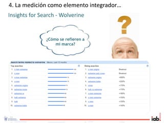 4. La medición como elemento integrador…
Insights for Search ‐ Wolverine


               ¿Cómo se refieren a
                   mi marca?




53
 