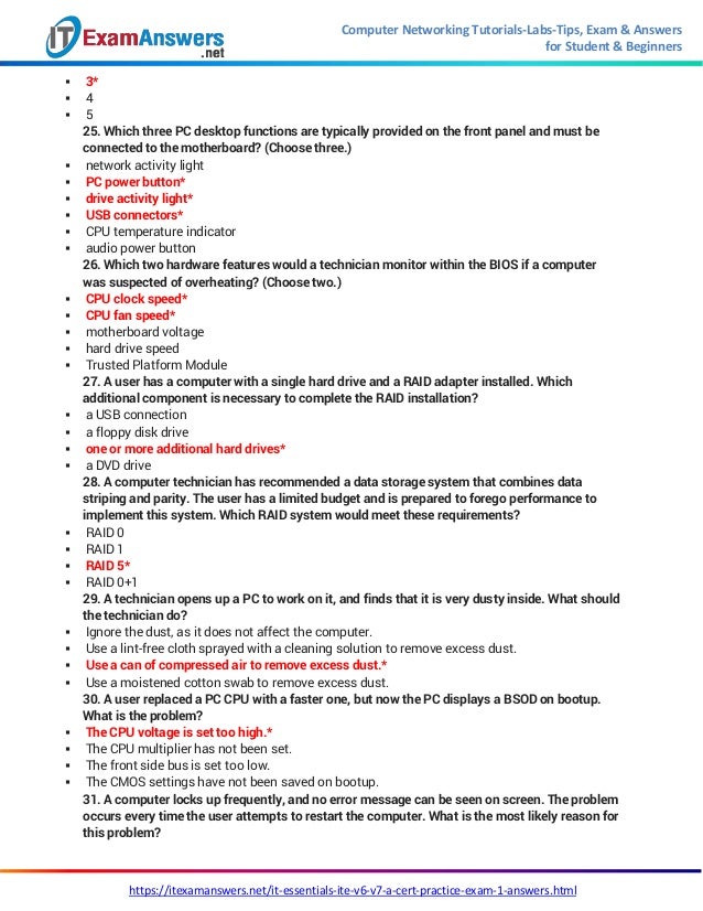 It Essentials 7.0 Chapter 1 Exam Answers