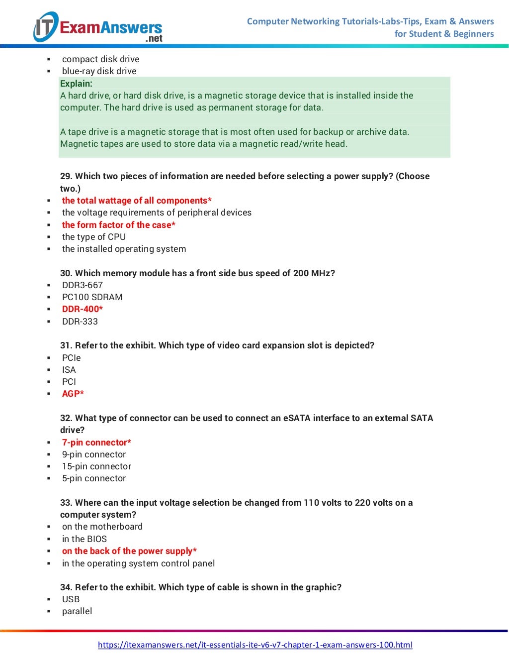 IT Essentials Version 7 0 ITE Chapter 1 Exam Answers