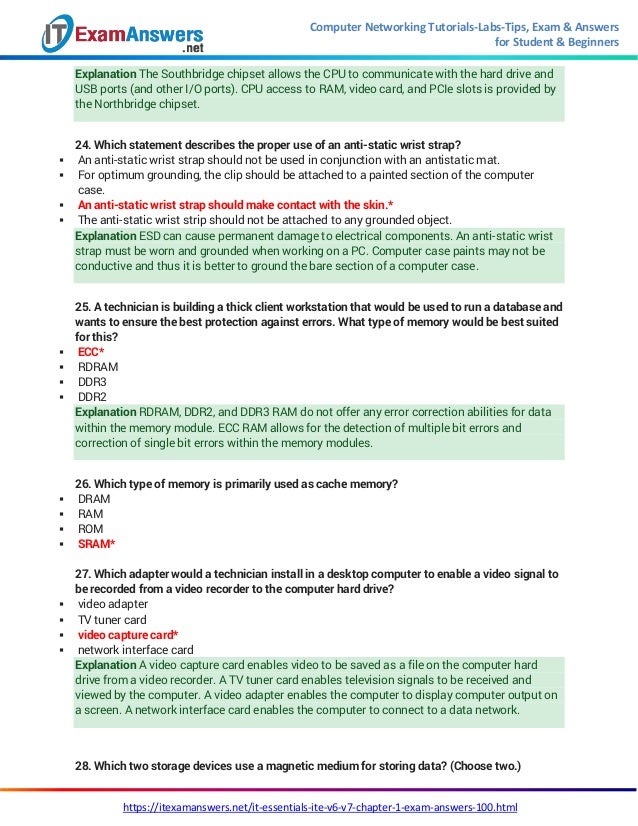 IT Essentials Version 7 0 ITE Chapter 1 Exam Answers