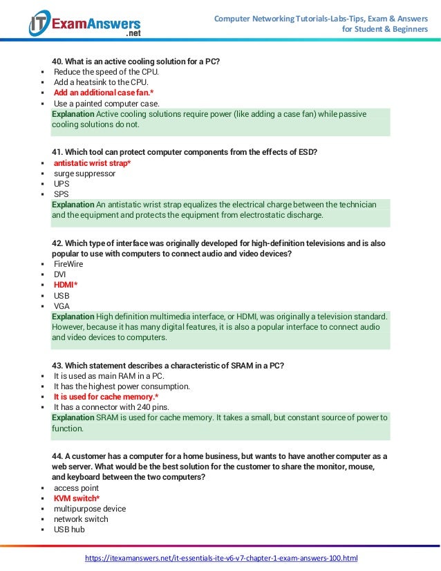 It Essentials Version 7 0 Ite Chapter 1 Exam Answers It Essentials Version 7 0 Ite Chapter 1 Exam Answers