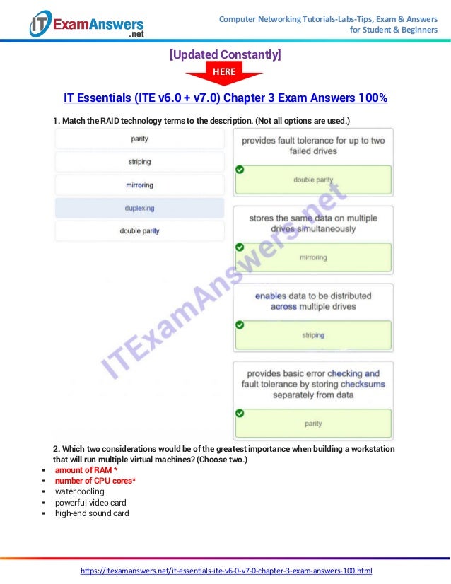 It Essentials Version 7 0 Ite Chapter 3 Exam Answers