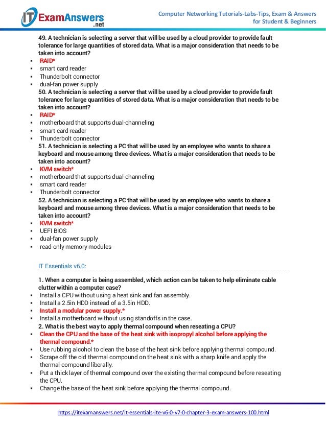 It Essentials Version 7 0 Ite Chapter 3 Exam Answers