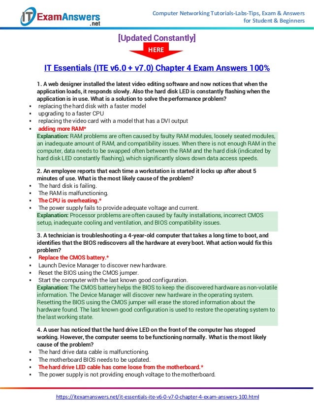 It Essentials Version 7 0 Ite Chapter 4 Exam Answers