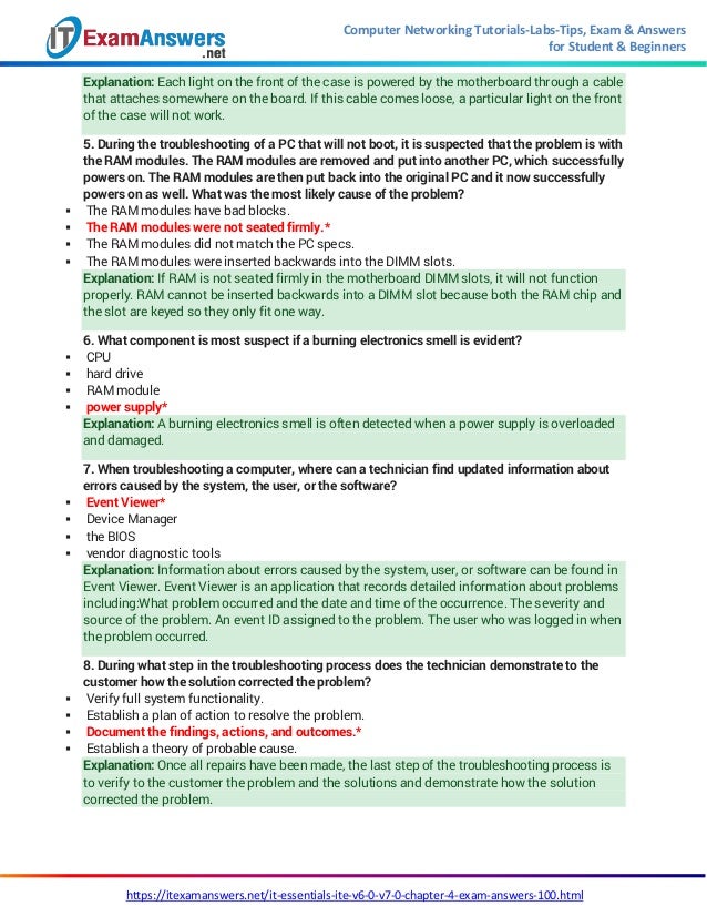 Cisco It Essentials Chapter 4 Exam Answers