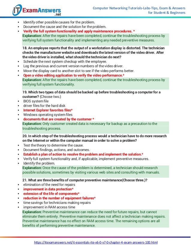 Cisco It Essentials Chapter 4 Exam Answers