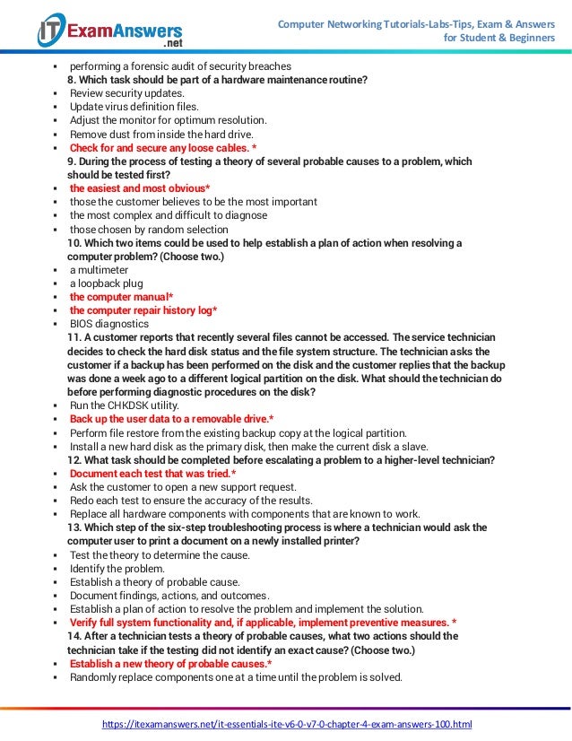 Cisco It Essentials Chapter 4 Exam Answers