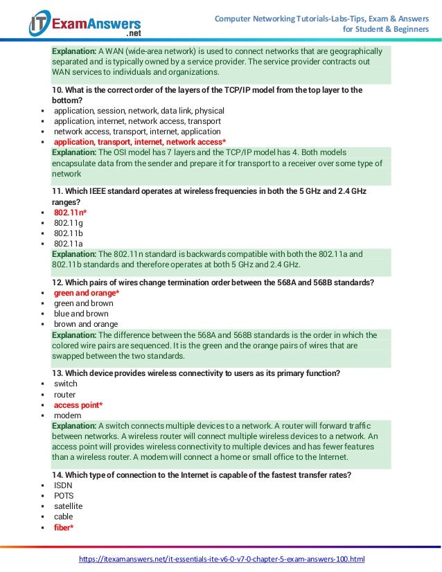 It Essentials Version 7 0 Ite Chapter 5 Exam Answers