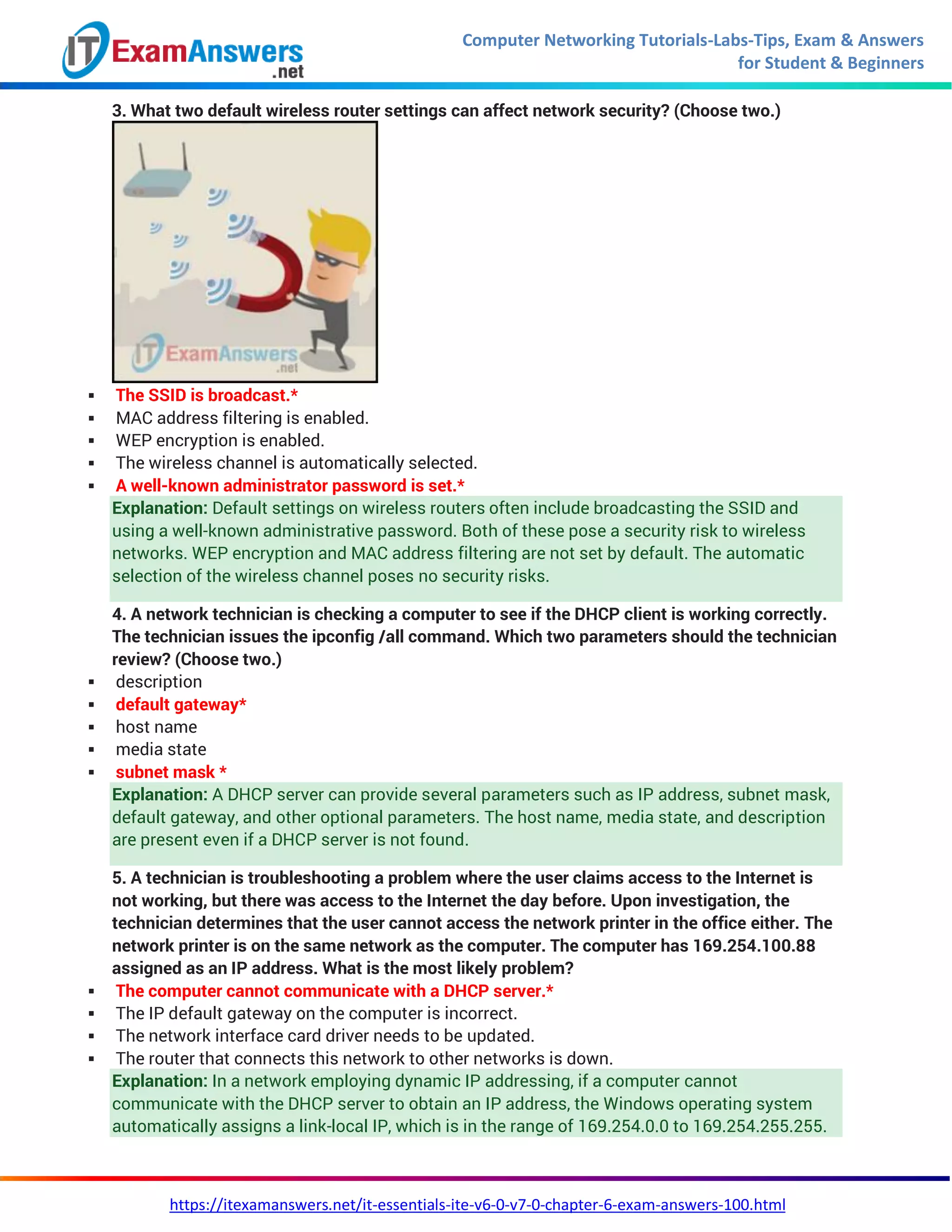 IT Essentials Version 7 0 ITE Chapter 6 Exam Answers PDF IT Essentials Version 7 0 ITE Chapter 6 Exam Answers PDF