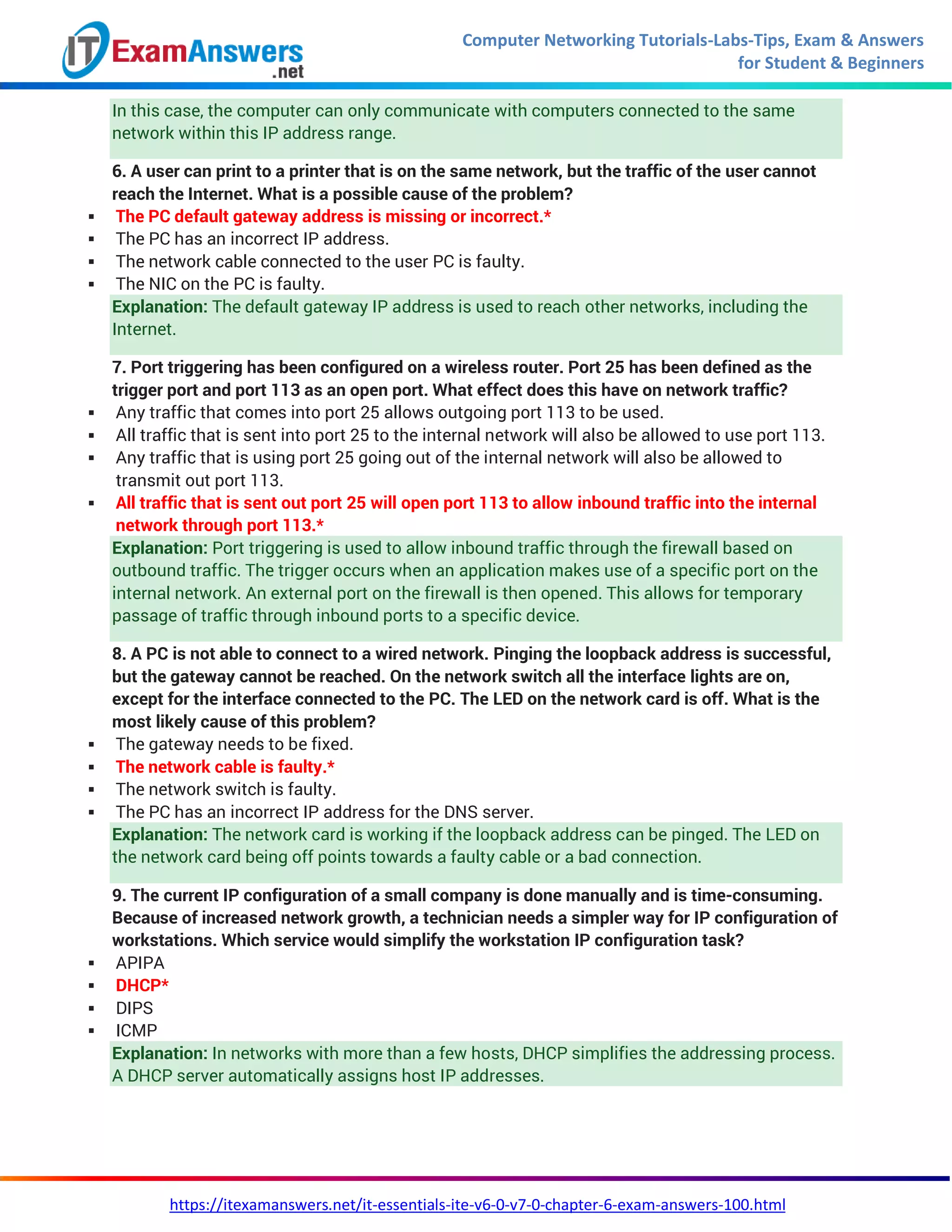 IT Essentials (Version 7.0) - ITE Chapter 6 Exam Answers | PDF
