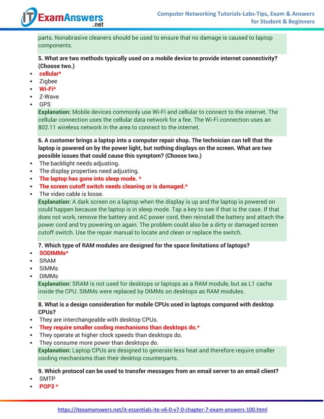 It essentials version 7 0 ite chapter 7 exam answers pdf