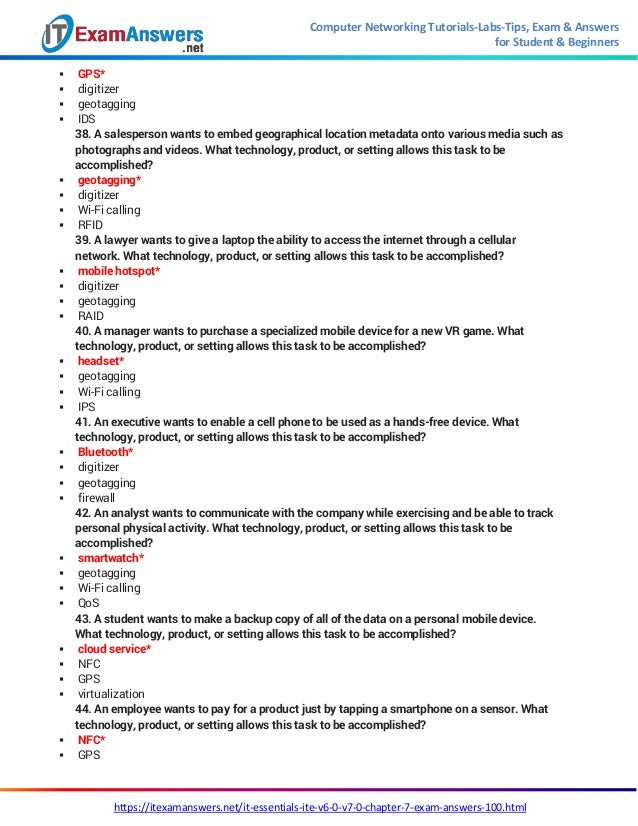 It Essentials 7.0 Chapter 1 Exam Answers