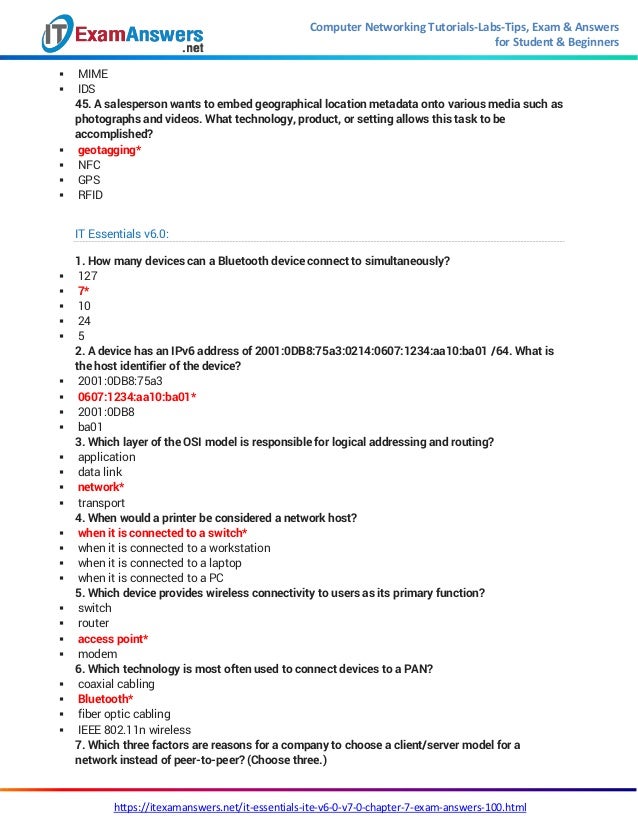 It Essentials 7.0 Chapter 1 Exam Answers