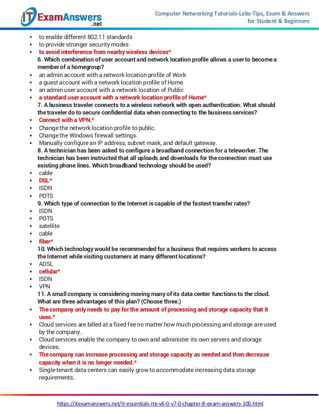 Ite Chapter 8 Exam Answers
