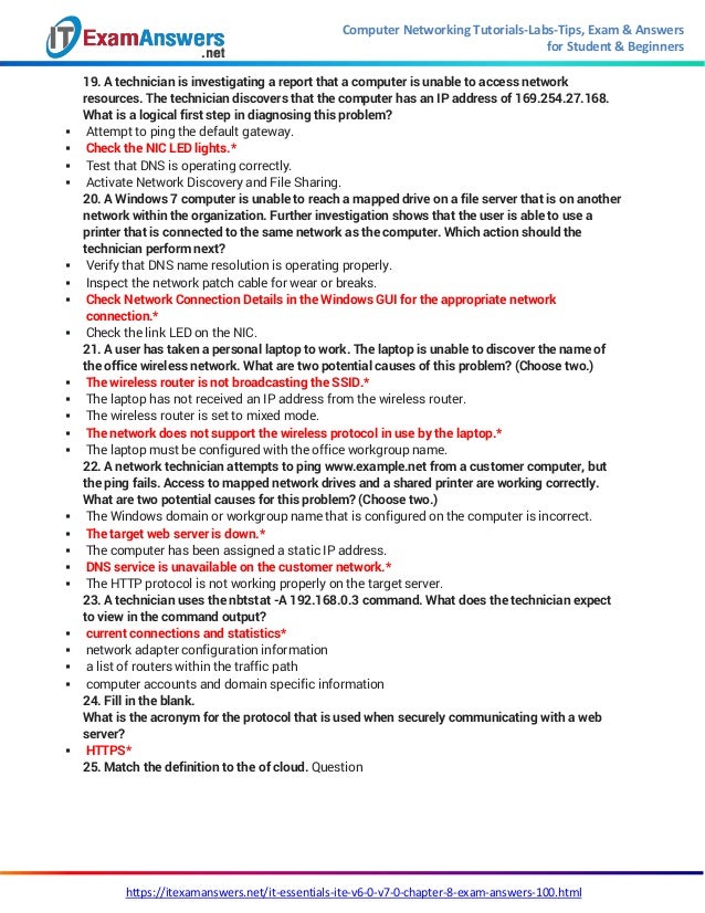 Ite Chapter 8 Exam Answers