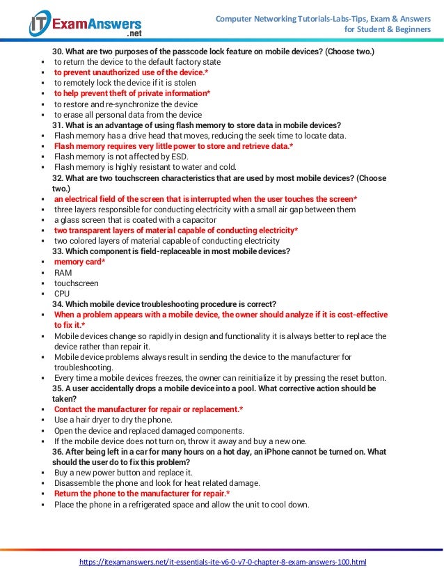 Ite Chapter 8 Exam Answers
