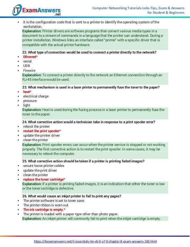 Ite Chapter 8 Exam Answers