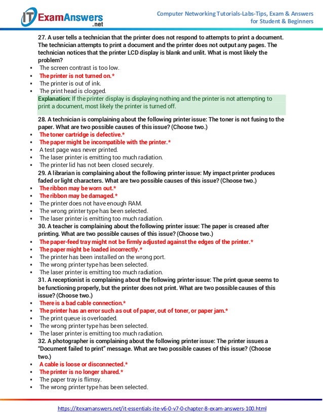 Ite Chapter 8 Exam Answers