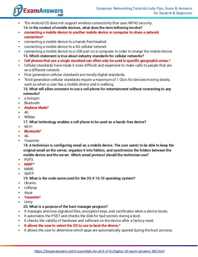 Cisco It Essentials Chapter 1 10 Final Exam Answers