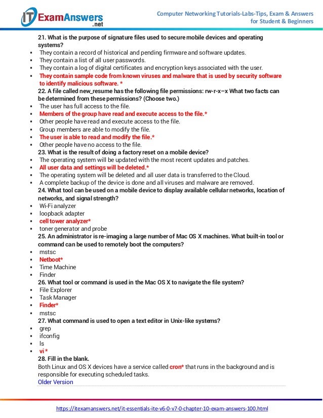 Cisco It Essentials Chapter 1 10 Final Exam Answers