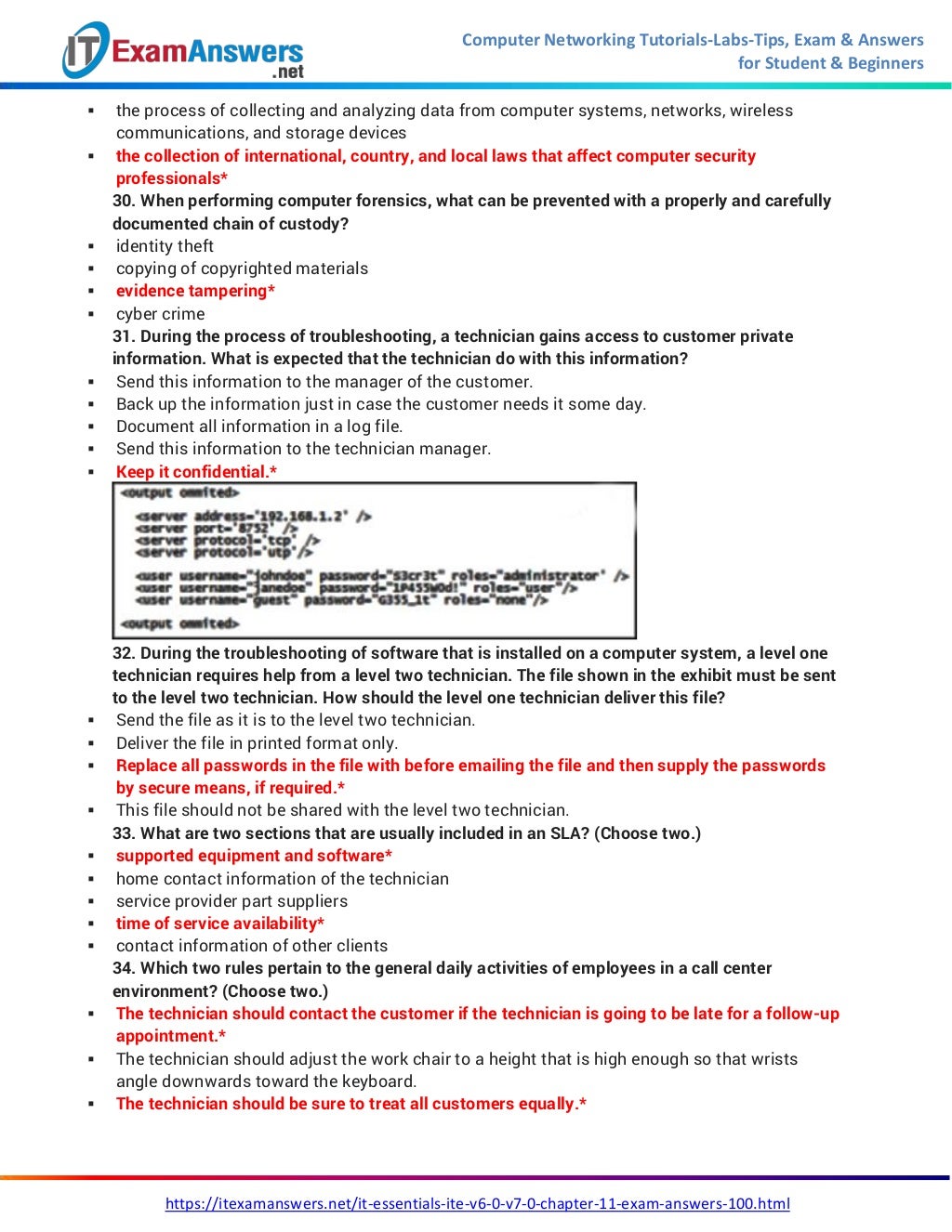 IT Essentials Version 7 0 ITE Chapter 11 Exam Answers