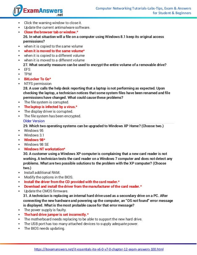 Ite Chapter 8 Exam Answers