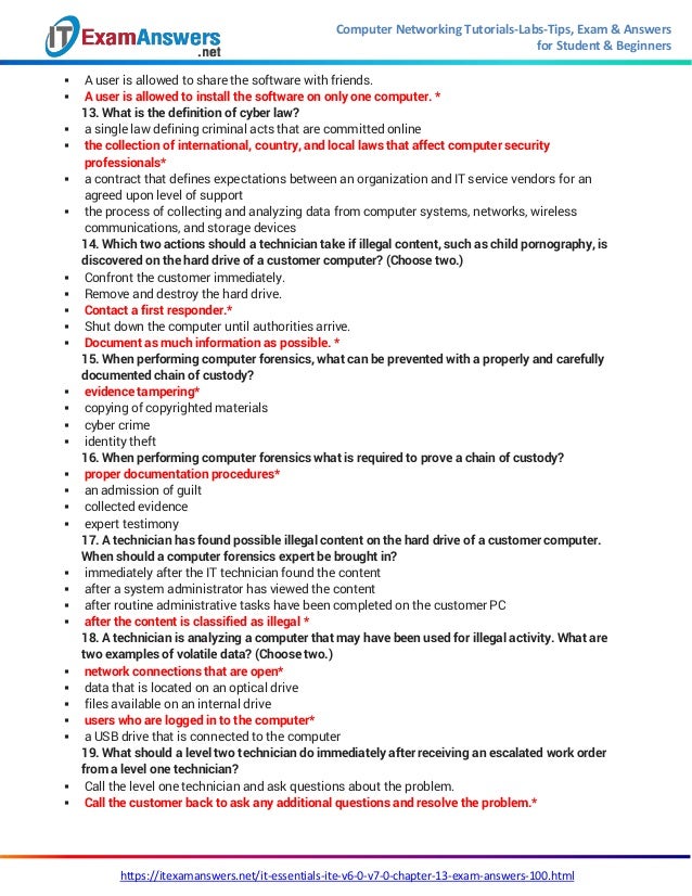 Cisco It Essentials Chapter 13 Exam Answers