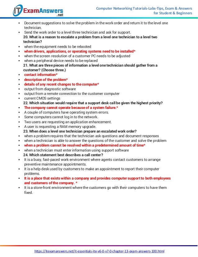 Cisco It Essentials Chapter 13 Exam Answers