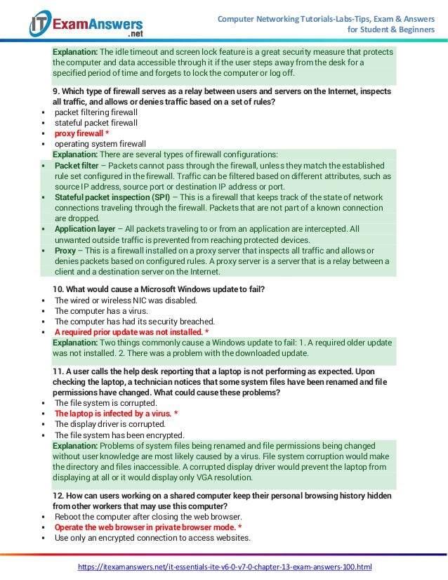 Cisco It Essentials Chapter 13 Exam Answers