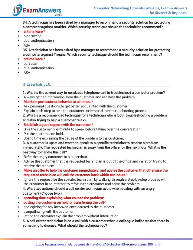 Cisco It Essentials Chapter 13 Exam Answers