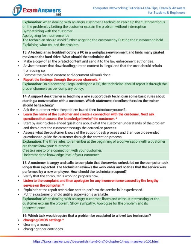 IT Essentials Version 7 0 ITE Chapter 14 Exam Answers