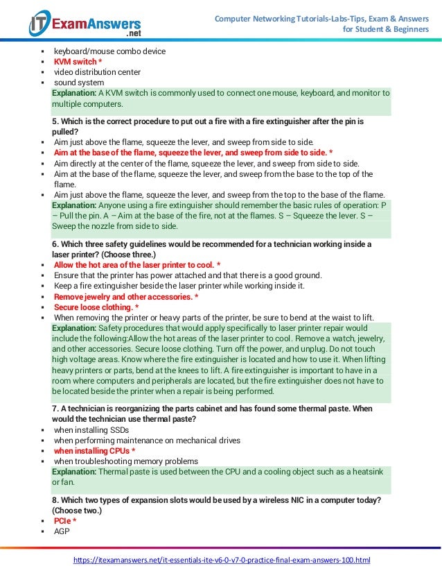 It Essentials Version 7 0 Ite Practice Final Exam Answers