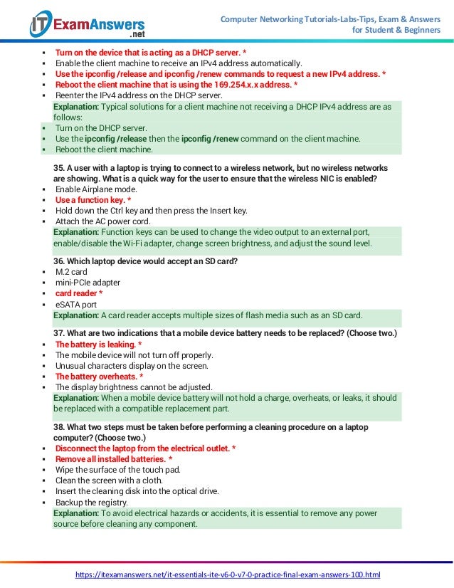 Ite Final Exam Answers 2018