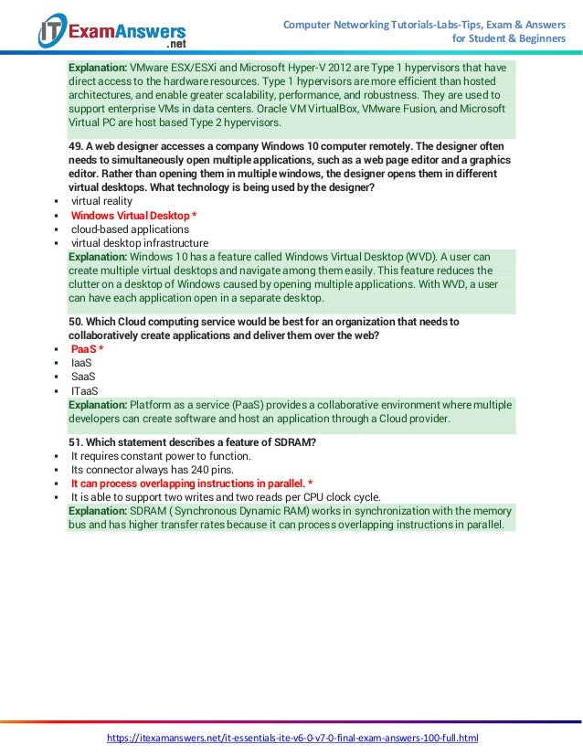 It Essentials (Version 7.0) - Ite Final Exam Answers It Essentials (Version 7.0) - Ite Final Exam Answers