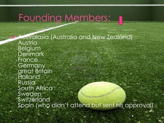    Australasia (Australia and New Zealand)
    Austria
    Belgium
    Denmark
    France
    Germany
    great Britain
    Holland
    Russia
    South Africa
    Sweden
    Switzerland
    Spain (who didn’t attend but sent his approval)
 