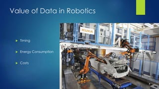 Value of Data in Robotics
 Timing
 Energy Consumption
 Costs
 