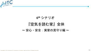 36
Copyright © 2022 Advanced IT Community to Evaluate, Apply and Drive All Rights Reserved.
6th シナリオ
『空気を読む家』全体
～ 安心・安全：実家の見守り編 ～
 